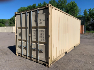 20′ x 8′ x 8.5′ Tall– Wind and Watertight **Off Rent** Used Shipping / Storage Container – Beige