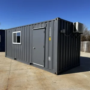 20ft 20’ Slate Gray Shiplap 120V Shipping Container Office Mini Split