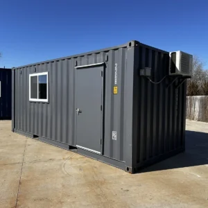 20 ft 20’ Slate Gray Shiplap 120V Shipping Container Office Mini Split